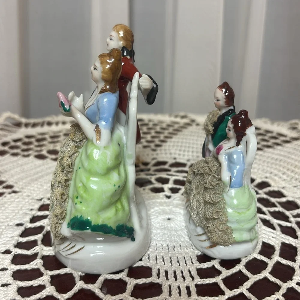 Grafenthal Figurines Vintage JAPAN Courting Couple Porcelain Dresden Lace White